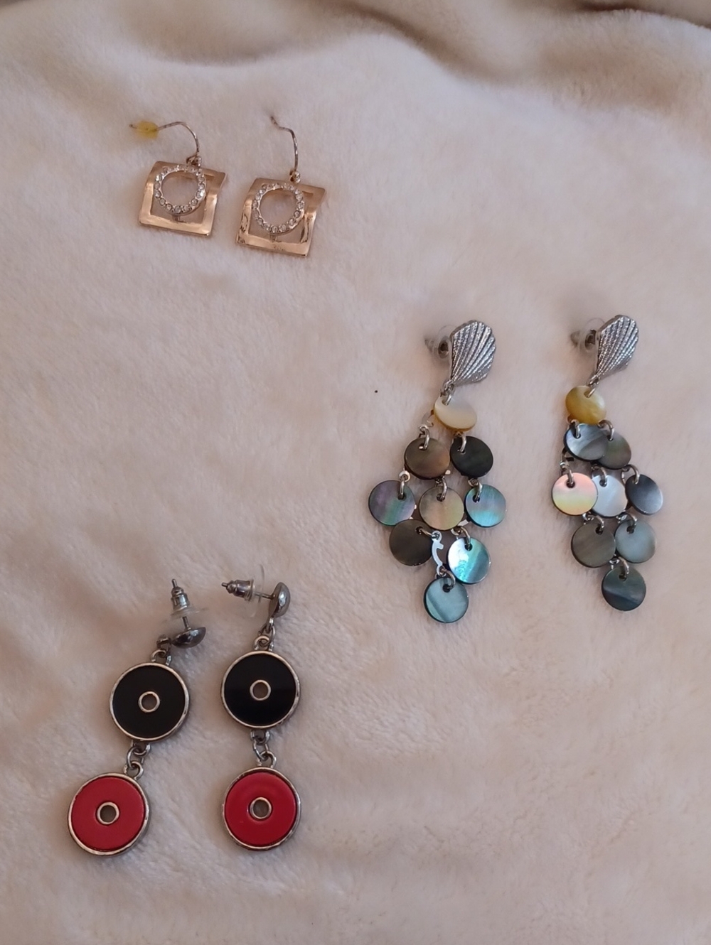 Chico's Mixed Color Dangle & Drop Earring Trio with Gold Accents